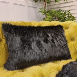 Black Bear Rectangular Cushions | Rectangular Faux Fur Cushions