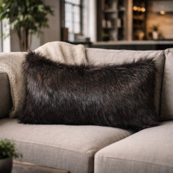Brown Bear Rectangular Cushion | Brown Rectangular Faux Fur Cushions