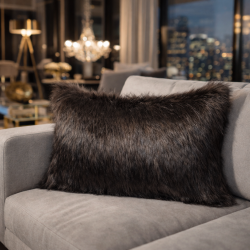 Brown Bear Rectangular Cushion | Brown Rectangular Faux Fur Cushions