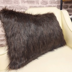 Brown Bear Rectangular Cushion | Brown Rectangular Faux Fur Cushions
