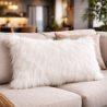 Deluxe Polar Rectangular Cushions | White Rectangular Faux Fur Cushion