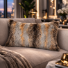 Grey Wolf Rectangular Cushions | Striped Rectangular Faux Fur Cushion