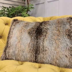 Grey Wolf Rectangular Cushions | Striped Rectangular Faux Fur Cushion