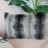 Black Wolf Rectangular Cushions | Striped Rectangular Faux Fur Cushion