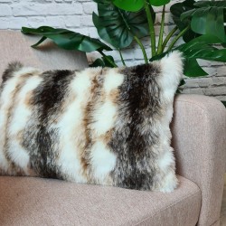 Italian Wolf Rectangular Faux Fur Cushion |  Rectangular Striped Fur Cushion