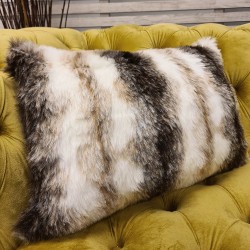 Coussin rectangulaire en fausse fourrure de loup italien | Coussin rectangulaire en fausse fourrure de loup