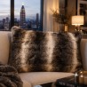Dark Chinchilla Rectangular Faux Fur Cushion | Rectangular Striped Cushion