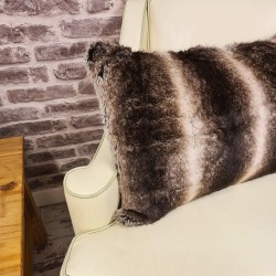 Dark Chinchilla Rectangular Fur Cushion | Rectangular Faux Fur Cushion