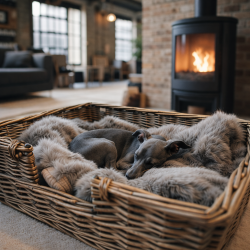 Couvertures de luxe pour chiens en fausse fourrure | Couverture pour chien en fausse fourrure gris cendré | Couverture grise