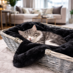 Couvertures en fourrure pour animaux | Couverture en fourrure de panthère noire pour animaux | Couvertures en fourrure noire