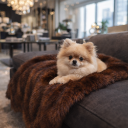 Raynard Faux Fur Pet Blanket | Brown Faux Fur Dog & Cat Blankets |