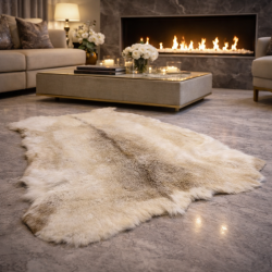 Tapis de luxe en peau de renne aux teintes pâles | Tapis en peau de renne naturelle pâle |