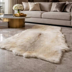 Luxury Pale Coloured Reindeer Rug | Pale Natural Reindeer Skin Rug |