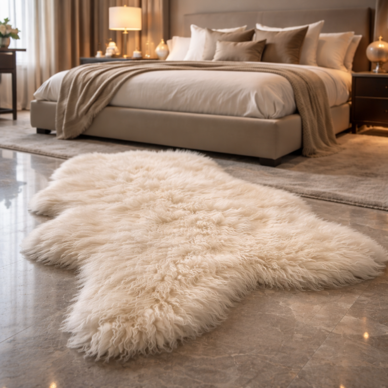 Tapis en peau de mouton islandaise blanc ivoire | Tapis en peau de mouton naturelle