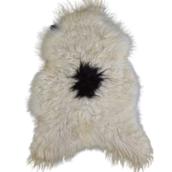 Tapis en peau de mouton naturelle noire et blanche | Peau de mouton islandaise noire et blanche
