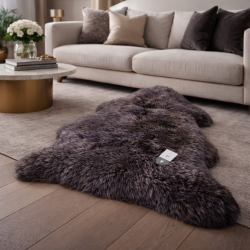 Tapis en peau de mouton marron chocolat | Tapis en pure laine de mouton | Tapis en laine marron
