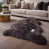 Tapis en peau de mouton marron chocolat | Tapis en pure laine de mouton | Tapis en laine marron