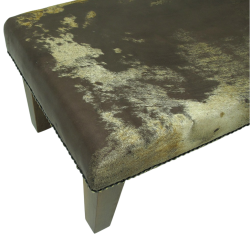 Small Brown & Gold Cowhide Footstool | Small Cow Hide Foot Stool