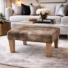 Tabouret carré moyen en cuir de vachette | Tabouret carré beige moucheté