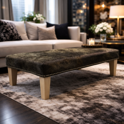 Extra Large Dark Beige Cowhide Footstool | Extra Large Cowhide Footrest