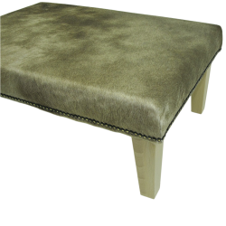 Grand repose-pieds en cuir de vachette beige/doré moucheté | Pouf en véritable cuir de vachette
