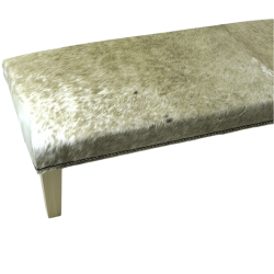 Extra Large Beige Cowhide Footstool | Extra Large Cow Hide Footrest