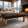 Small Brown Brindle Cowhide Footstool | Small Cow Hide Foot Stool