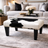 Petit repose-pieds en cuir de vachette noir et blanc | Petit repose-pieds en peau de vache