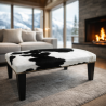 Small Black and White Cowhide Footstool | Small Cow Skin Foot Stool