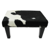 Sgabello piccolo in pelle di mucca bianca e nera | Sgabello piccolo in pelle di mucca