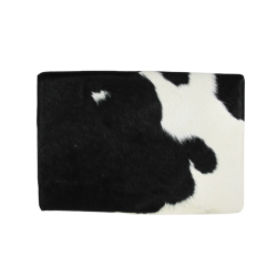 Small Black and White Cowhide Footstool | Small Cow Hide Foot Stool