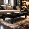 Repose-pieds extra large noir et blanc | Repose-pieds rectangulaire en cuir de vachette
