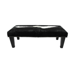 Extra Large Black & White Footstool | Rectangular Cow Hide Foot Stool