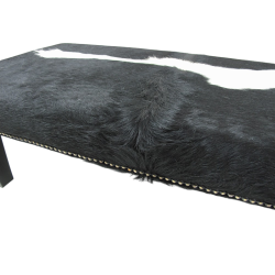 Repose-pieds extra large noir et blanc | Repose-pieds rectangulaire en cuir de vachette