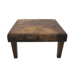 Medium Sized Cowhide Footstool | Brown Leather Hide Square Foot Stool