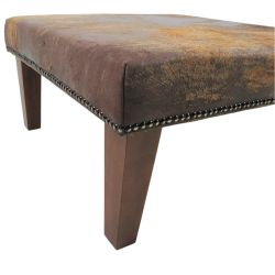 Tabouret carré en cuir de vachette de taille moyenne |