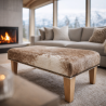Grand repose-pieds en cuir de vachette bringé beige/crème | Pouf en véritable cuir de vachette