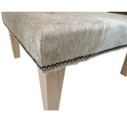 Medium Square Cowhide Footstool | Beige and White Square Foot Stool