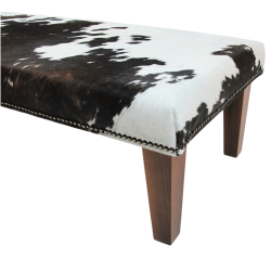 Tabouret extra large en cuir de vachette marron et blanc | Tabouret en véritable cuir de vachette