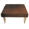Sgabello poggiapiedi in pelle di mucca marrone scuro | Pouf in vera pelle di mucca marrone