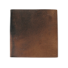 Repose-pieds en cuir de vachette marron foncé uni | Pouf en cuir de vachette marron véritable