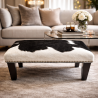 Small Black and White Cowhide Footstool | Small Cow Hide Foot Stool