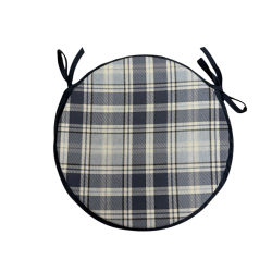 Highland Check Denim Round Bistro Seat Pads | Tartan Round Chair Pads