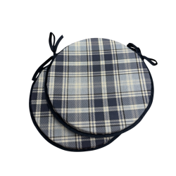 Highland Check Denim Runde Bistro-Sitzkissen | Tartan Runde Stuhlkissen