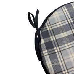 Highland Check Denim Round Bistro Seat Pads | Tartan Round Chair Pads