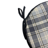 Highland Check Denim Runde Bistro-Sitzkissen | Tartan Runde Stuhlkissen