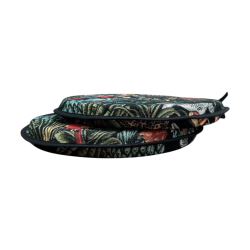 Coussins de chaise ronds style bistro, motif tapisserie forêt tropicale noire | Coussins de chaise circulaires