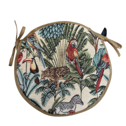 Coussins de chaise ronds style bistro, motif forêt tropicale naturelle | Coussins de chaise ronds
