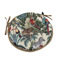 Round Bistro Natural Rainforest Tapestry Seat Pads | Round Chair Pads
