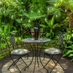 Runde Bistro-Sitzkissen aus natürlichem Regenwald-Tapisserie | Runde Stuhlkissen